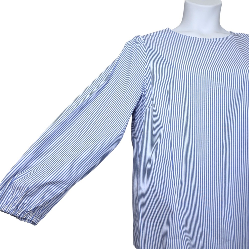 J.Crew Womens Long Sleeve Blue White Striped Blouse Size 16T Tall NWOT - Picture 2 of 6